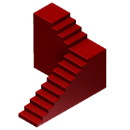 Escalera con tramo recto reducido, curva de 90º y tramo recto