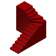 Escalera con tramo recto, rellano en hélice con curva a 90º y otro tramo recto