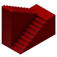 Escalera con tramo recto, una curva a 180º y otro tramo recto